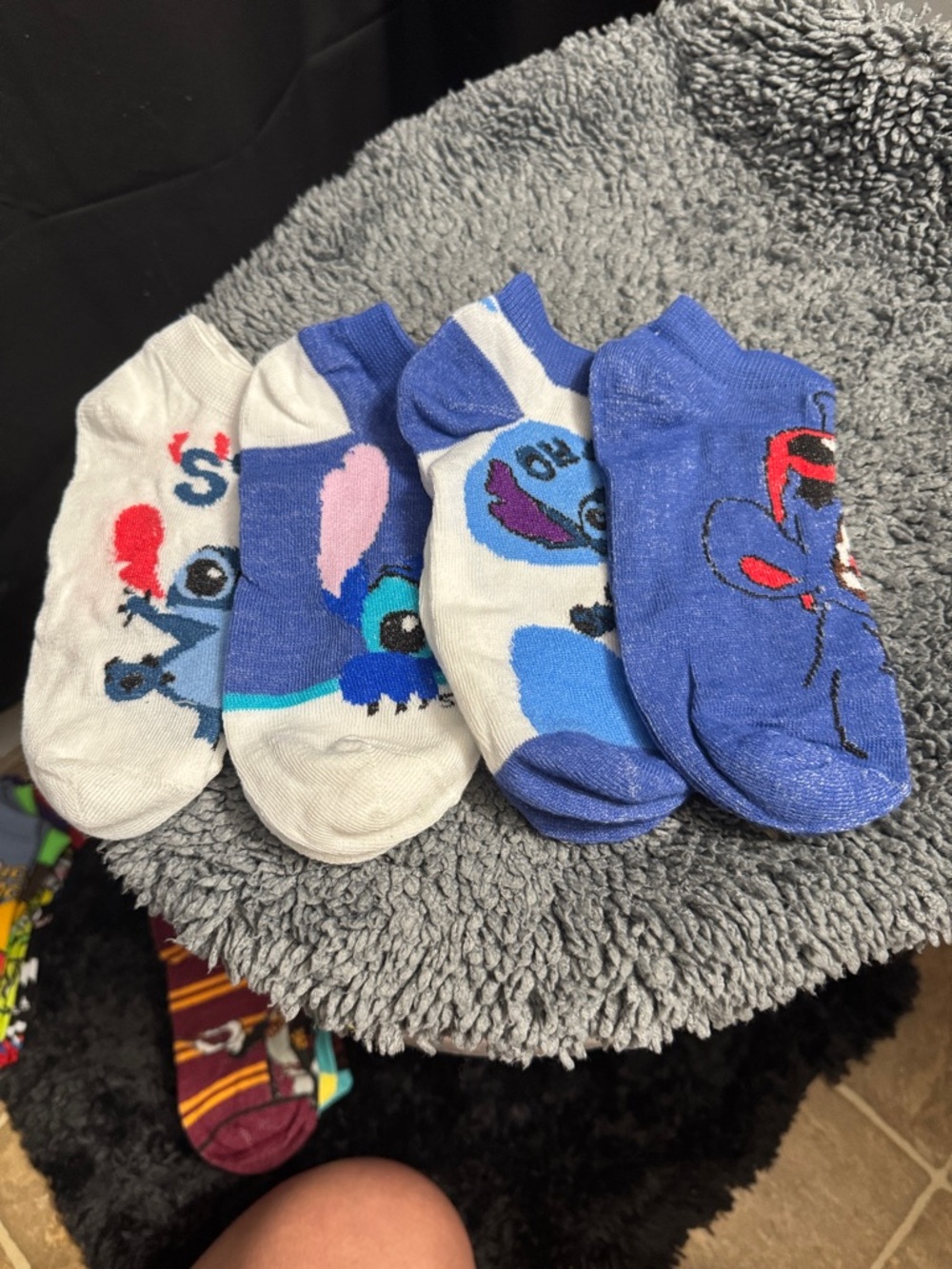 Disney Lilo & Stitch No-Show Socks Set - Blue, White, Purple
